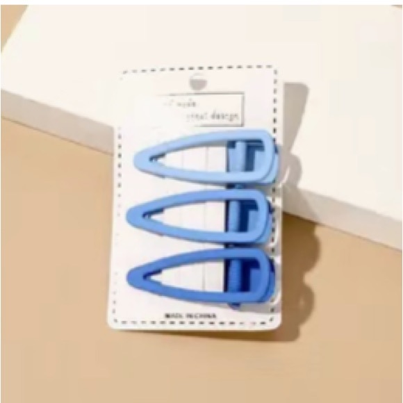 Handmade Blue Hair Barrette 3 Piece Set - Picture 4 of 4